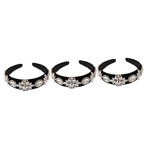 Beavorty 3st Retro-volldiamant-stirnband Haarschmuck Stoff Hochzeit Zubehör Frau Weiß von Beavorty