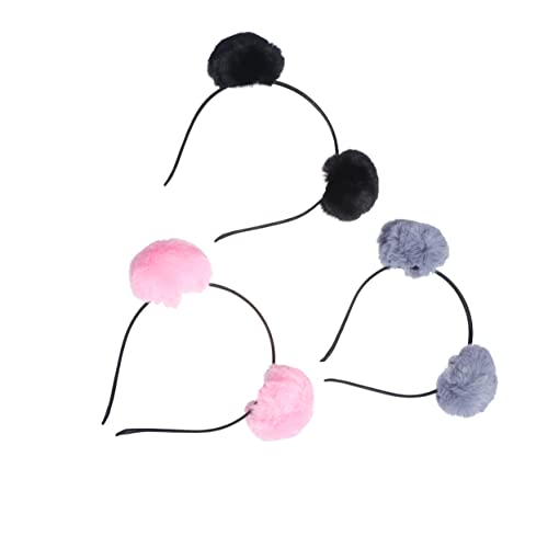 Beavorty 3st Pom Pom Haarschmuck Bommel Haarband Plüsch-ball-stirnband Fellknäuel Haarschmuck Pinkes Bommel-stirnband Pom Poms Headhoop Plüsch Haarband Baby Kugelförmig Kugel-stirnband von Beavorty