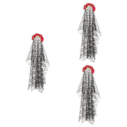 Beavorty Blumengirlande 3 Stück Rosen-Stirnband Braut-Kopfschmuck Haarbänder Für Mädchen Braut-Haarspange Halloween- Mexikanisches Stirnband Blumen Hexen-Stirnband Cosplay von Beavorty