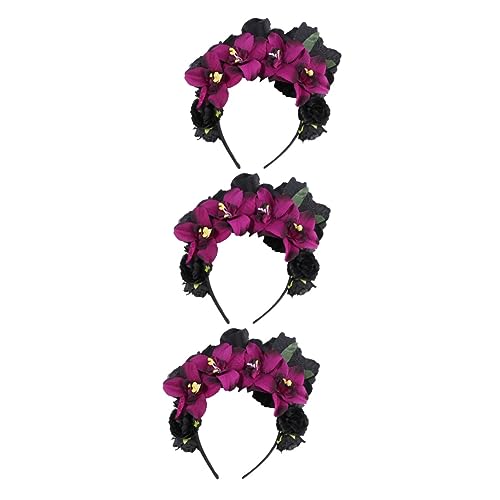 Beavorty 3 Stk Rosen Blumen Stirnband Feiertagsblumenstirnband Blumenstirnband Des Neuen Jahres Halloween-kopfschmuck Urlaubsblume Winterblume Rosenhaar Stoff Fräulein Foto Weihnachtsblume von Beavorty