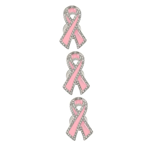Beavorty 3 Stück Schleifen Brosche mit Kristallen Anstecknadel für Brustkrebsbewusstsein Langlebig für Besondere Anlässe Wie Weihnachten Geburtstage oder Charity Events von Beavorty