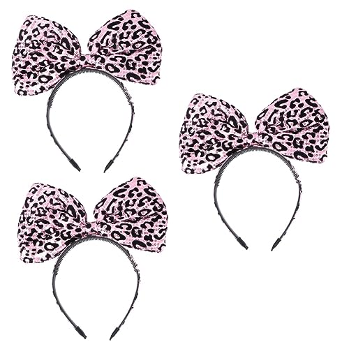 Beavorty 3 Stk Bogen-leopard-stirnband Halloween-kopfschmuck Cosplay-kopfbedeckung Zähne Haarband Stirnbänder Für Damen-make-up Zähne Stirnband Großer Bogen Weihnachten Stoff Fräulein von Beavorty