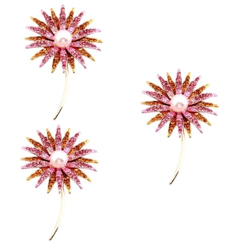 Beavorty 3 Stück Sonnenblumen Brosche mit Perlen Dekorative Anstecknadel für Damen für Kleidung Pullover Hüte Stilvolles Accessoire Verschiedenen Farben von Beavorty