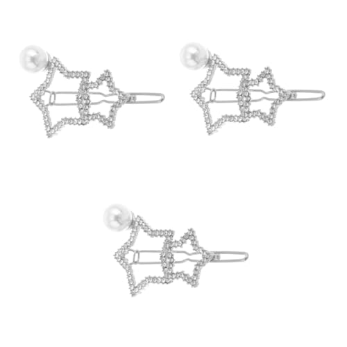 Beavorty 3 Stück Stern Haarspangen mit Funkelnden Strasssteinen und Perlen Haarklammern für Damen und Mädchen Vielseitiger Haarschmuck für Besondere Anlässe und Alltag von Beavorty