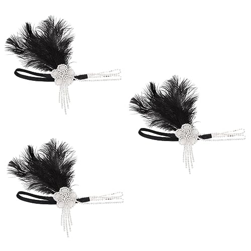 Beavorty Kopfschmuck 3 Stück Stirnband Haarschmuck Abschlussball-Requisiten Kopfhörer-Stirnband 1920Er-Jahre-Gatsby-Stirnband Toller Gatsby-Kopfschmuck Brautschmuck Kreative Haarbekleidung von Beavorty