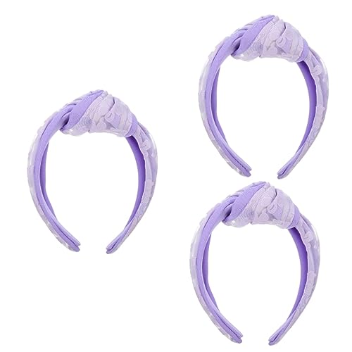 Beavorty Stirnbänder 3 Stück Stirnband-Turbinen Für Damen Haarbänder Für Damen Haar-Make-Up Vintage-Haar-Accessoires Stoff Breiter Knoten Mädchen-Haarband Jäten Kopfbedeckung Gaze Lila von Beavorty