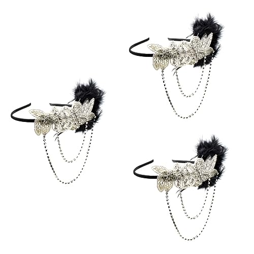 Beavorty 3 Stk Stirnband Mit Strassquaste Haargummis Für Damenhaar Tolle Gatsby-haaraccessoires Brüllen 20s Dekor Strass Stirnband Haarspangen Für Damen Feder Abschlussball Fräulein Hut von Beavorty