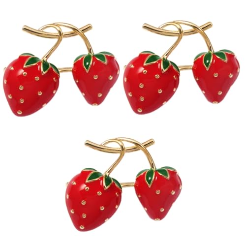 Beavorty 3 Stück Strawberry Brosche Pin Frauen Brosche Erdbeer-Emaille-Pin Brosche für Kleidung Wäschel Revers Pin Anstecknadel für Rucksäcke Erdbeer-Anstecknadel Legierung von Beavorty