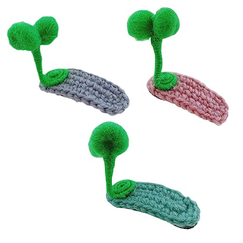 Beavorty 3 Stk Gestrickte Wolle Kreative Gras Baby-haarspange Neuheit Haarspange Süße Haaraccessoires Für Mädchen Bohnensprossen Haarspange Blatt-haarspange Kind Metall Kopfbedeckung von Beavorty