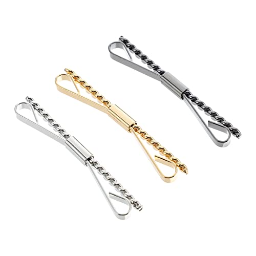 Beavorty 3 Stück Teiliges Herren Krawattenclips aus Metall Klassische Hemdkragen und Krawattenhalter in Gold Silber und Schwarz Robust Rostfrei Passend für Business und Formelle Anlässe von Beavorty