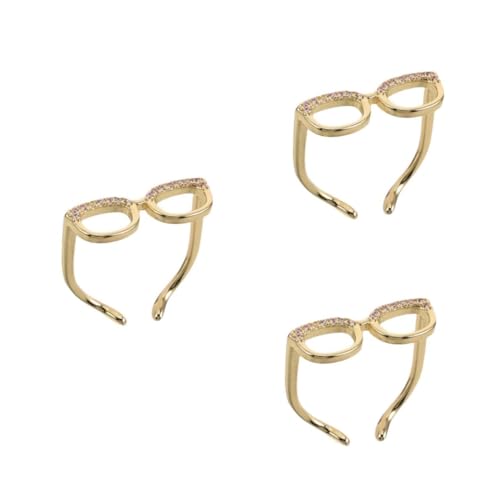 Beavorty 3 Stück Verstellbarer Offener Mini Brillenring für Damen Kreatives Design Modisches Statement Paarring für Zeigefinger Individuelles Schmuckaccessoire von Beavorty