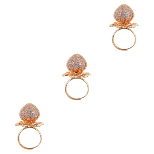 Beavorty 3 Stück Verstellbarer Ring mit Rosenmotiv Kreativer Modeschmuck für Damen Trendiger Offener Ring Hochwertigem Material für Partys Perfektes für Besondere Anlässe von Beavorty