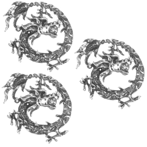 Beavorty 3 Stück Vintage Drachenbrosche für Männer Exaggerated Chinese Dragon Lapel Pin für Anzüge Kleidung Accessoires Robuste Stilvolle Anstecknadel für Verschiedene Anlässe von Beavorty