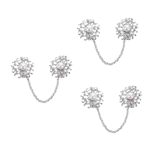 Beavorty 3 Stück Winddichter Vintage Broschen Clip mit Kunstperle Eleganter Strickjacken und Hemdkragen Schmuck Modischer Schalclip für Damen Vielseitig für Büro Party Date Kälteabweisend von Beavorty