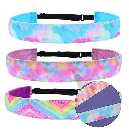 Beavorty 3-Teiliges Zubehör Blumen Verstellbares Haar-Accessoire Für Mädchen Dehnbare Stirnbänder Für Frauen Yoga Elastisch Sport Mädchen Elastizität Lauf-Stirnband Batik-Fitness von Beavorty