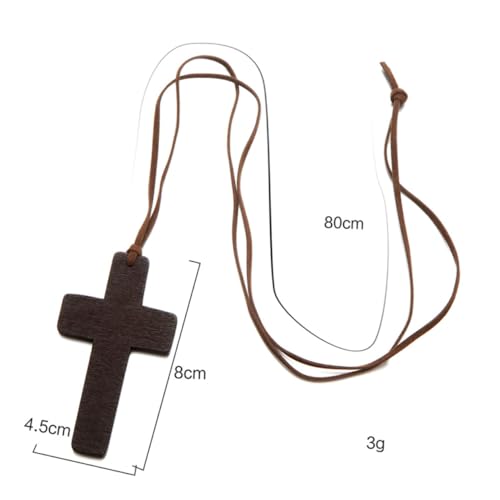 Beavorty 30 Stück Holz Kreuz Halskette mit Lederband Religiöse Anhänger für Christen Stilvolle Dekorationen Schwarz Zufällige Farbe Zufällige Farbe von Beavorty