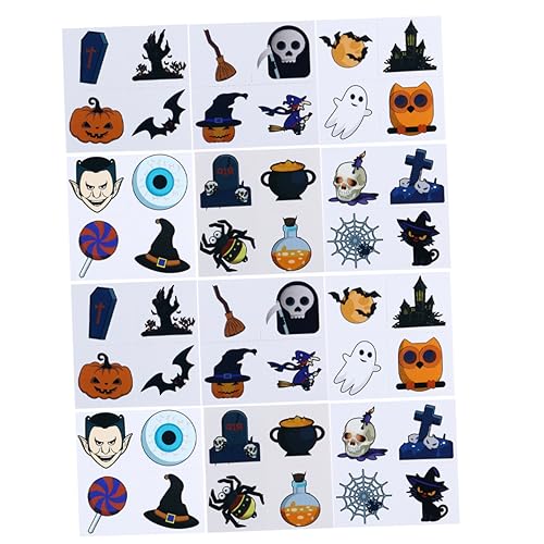 Beavorty 36 Blätter Halloween-tattoo-aufkleber Halloween-aufkleber Kürbis Temporärer Aufkleber Gesichts-glitzer-aufkleber Kürbislaterne Kind Wasserdicht Tattoo-aufkleber Mit Wassertransfer von Beavorty