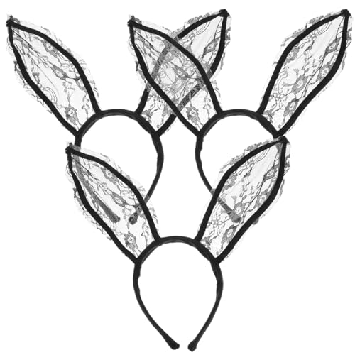 Beavorty 3stücke Spitzen-haarreifen Mit Hasenohren-design Zarter Kopfschmuck Cosplay-haarband Haar-accessoire Für Partys Und Fotos von Beavorty