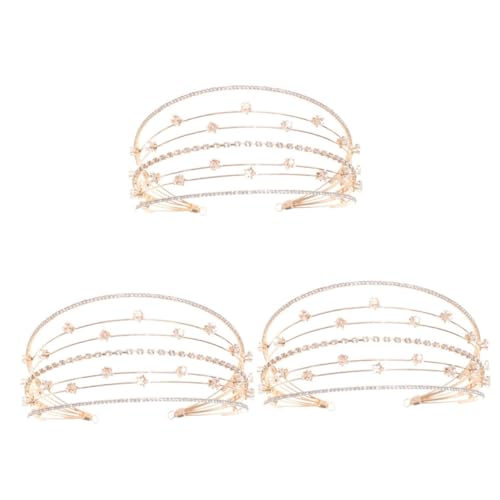 Beavorty 3St Krone Stirnband Kopfschnalle aus Kristall Kristallhochzeitsstirnbänder Strass haarschmuck Tiara Hochzeit Haarband Kopfbedeckung für Mädchen Koreanisch Kristallkopf Braut von Beavorty