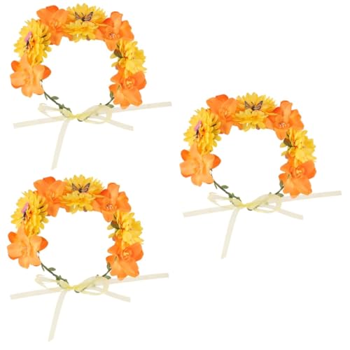 Beavorty 3St Schmetterlingsblumen-Stirnband haarschmuck Blumengirlande Bimsstein für die Füße Braut Kopfschmuck Haarband Haargummis Mädchen-Kranz-Kopfschmuck Hochzeitsblumenkrone Böhmen von Beavorty