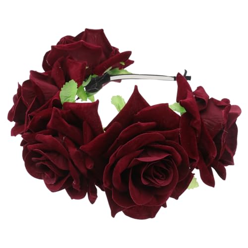 Beavorty 3St Tag der Toten Halloween-Rosenblumenkrone haarschmuck Stirnband Tiara rosafarbener Haarreif Frauen Haarreifen die Blumen Kopfbedeckung künstliche Fräulein von Beavorty