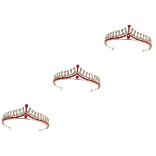 Beavorty 3St Tiara wedding hair accessories hochzeits haarschmuck dekoration dekoringe rhinestone Diademe für Mädchen Hochzeit Brautkrone Strass-Kronen Brautkrone für die Hochzeit Acryl rot von Beavorty