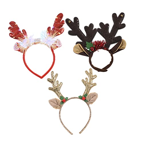 Beavorty 3St Weihnachtsgeweih Stirnband Sonnenblumen wandtattoos Weihnachtsstirnbänder für frauen Tiara Geschenk Weihnachtshaarband leuchtendes Stirnband Elch Kopfbedeckung von Beavorty