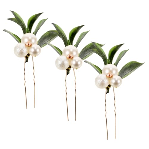 Beavorty 3 Stücke U Form Imitation Blatt Haarnadel Braut Zubehör Für Hochzeit Täglichen Metall Material Mode Elegant von Beavorty