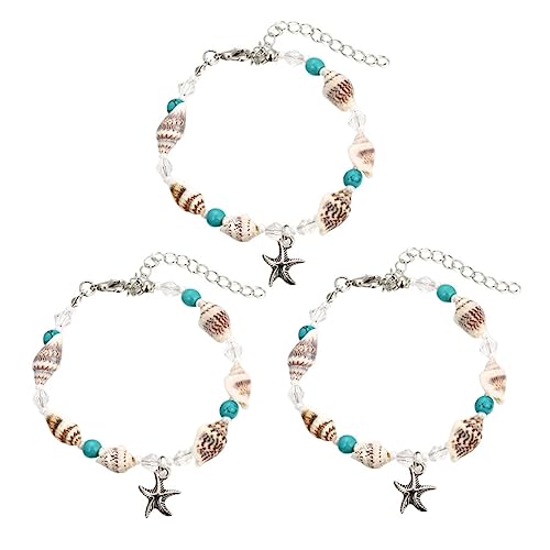 Beavorty 3Stücke Teiliges Damen Fußkettchen mit Muscheldesign Handgelenk Knöchelschmuck Strand Besondere Anlässe von Beavorty