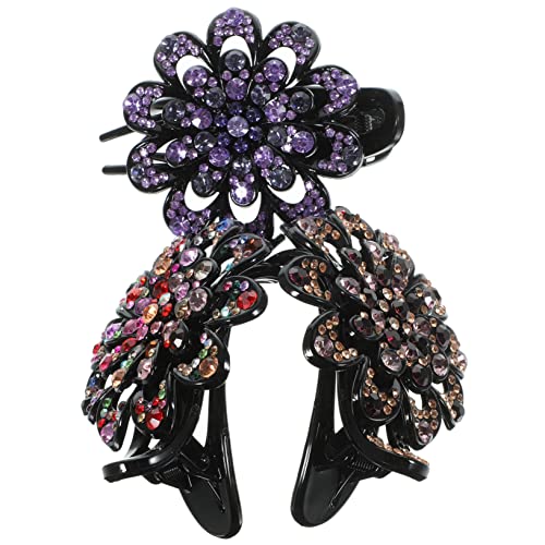 Beavorty 3 Stück Französischer Haarschmuck Für Frauen Strass-blumen-haarspangen Für Pferdeschwanz Elegantes Kopfbedeckungszubehör von Beavorty