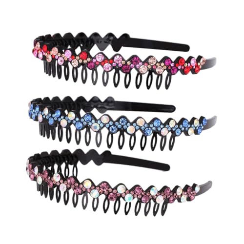 Beavorty 3stück Zahn-stirnband Kristall-haarreif Mädchen-haarreif Kamm-stirnband Strass- Kristall-zähne-haarband Bunt Violett Blau von Beavorty