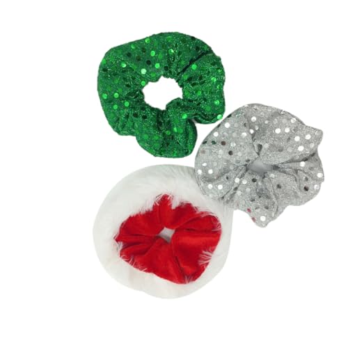 Beavorty Modische Haargummis mit Pailletten für Frauen und Mädchen 3er-pack Pferdeschwanzhalter Weihnachtsdekor Elastische Haarbänder von Beavorty