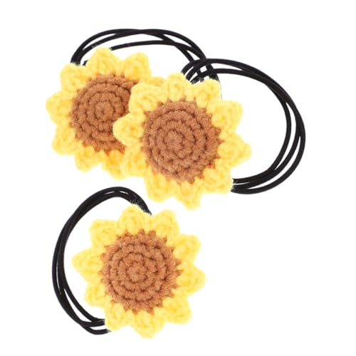 Beavorty 3st Haarschmuck Sonnenblumen-haarring Blumen-haargummis Für Haarseile Für Mädchen Blumen-haargummi Für Dutt Sonnenblumen-haarspange Elastisches Grundschule Baumwolle Weben Geschenk von Beavorty