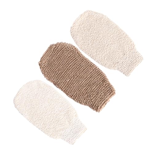 Beavorty 3st Handschuhe Schrubben Bausatz Reinigungsmittel Dusche Luffa Rückenwäscher Duschhandschuhe Peeling-handschuh Zuckerpeeling Kratzer Peeling-handtuch Badehandschuhe Pflanzenfasern von Beavorty