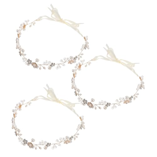 Beavorty Haarband 3St Hochzeitskopfschmuck Stirnband Haargummi Strass-Kopfschmuck Stirnbänder mit Strass Mädchen weiche Kette Haarteil Haarschmuck Damen Kopfbedeckung Strasssteine von Beavorty