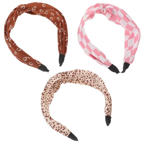 Beavorty 3St Stirnband Boho-Haarband Breites Haarband mit Knoten oben Kopfschmuck für Mädchen Vintage Haarband schminke halstuch damen kreuzen Kopfbedeckung Haarschmuck Schal Fräulein Stoff von Beavorty