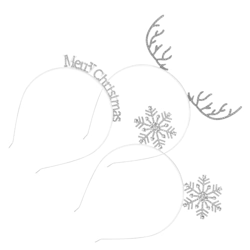 Beavorty 3stücke Geweih-stirnband Schneeflocke-stirnband Buchstaben- Aus Glänzenden Stirnbändern Für Damen Weihnachts-kopfbedeckung Ausgefallene Stirnbänder Für Feiertage Und von Beavorty
