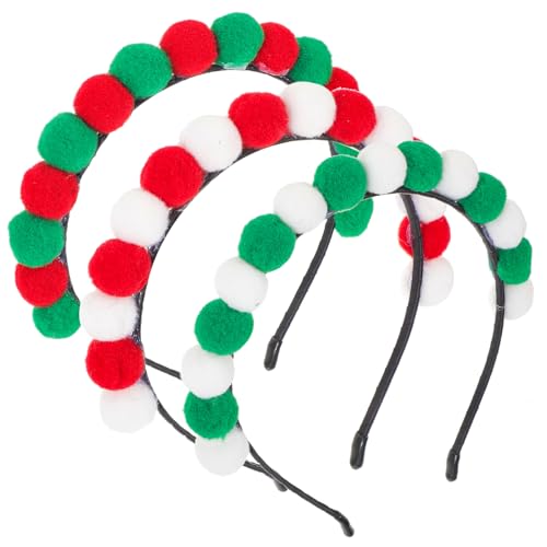 Beavorty 3stücke Fuzzy Balls Stirnbänder Weihnachten Bunte Nette Haar Verschlüsse Dekorative Stirnbänder Für Partygeschenke Für Erwachsene von Beavorty