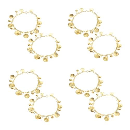 Beavorty 4 Paare Bauchtanz Fußkettchen Damen Goldfarbene Anklet mit Quasten Hautfreundliches Schmuck für Bauchtanz Performances Partys und Festivals Vielseitige Tanz Accessoires von Beavorty