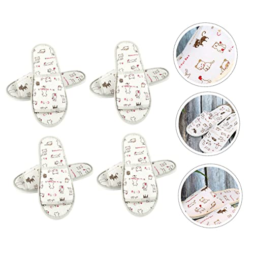 Beavorty 4 Paare Einweg Hausschuhe Herren Damen Geschlossene Zehen Rutschfest Dicke Cartoon design Leicht und Tragbar Geeignet für Reisen Spa und Nagelstudio Nutzung von Beavorty