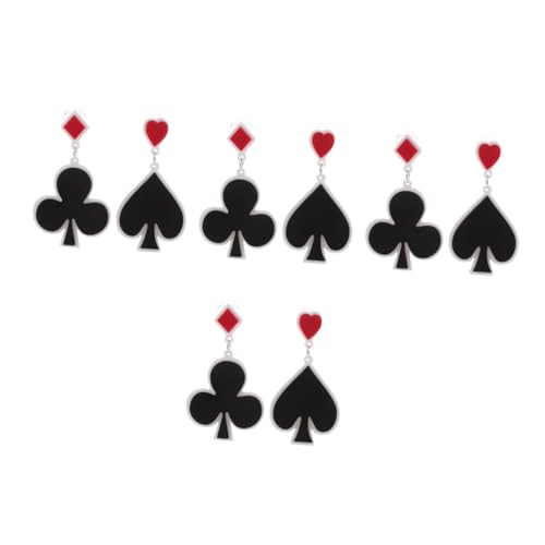 Beavorty 4 Paare Extravaganter Poker Herz und Pik Ohrring Große Auffällige Dangle Ohrringe für Damen und Mädchen Einzigartiger Modeschmuck für Partys und Besondere Anlässe von Beavorty