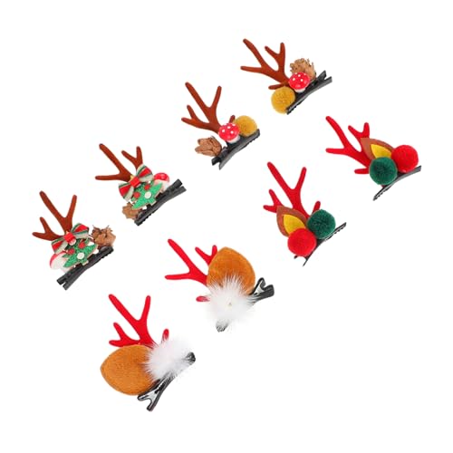 Beavorty 4 Paare Geweih Haarspange halloween haarschmuck haarschmuck christmas presents Hirschgeweih Haarnadeln braune Haarspangen Clips für Tierhörner Weihnachtshaarnadel Polyester von Beavorty