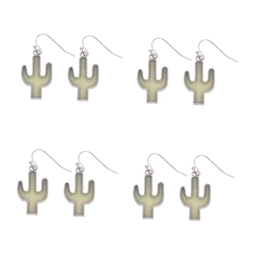 Beavorty 4 Paare Glow in The Dark Ohrringe Damen Kaktus Ohrstecker Leicht Boho Stil Mond Design Luminous Schmuck für Abendveranstaltungen von Beavorty