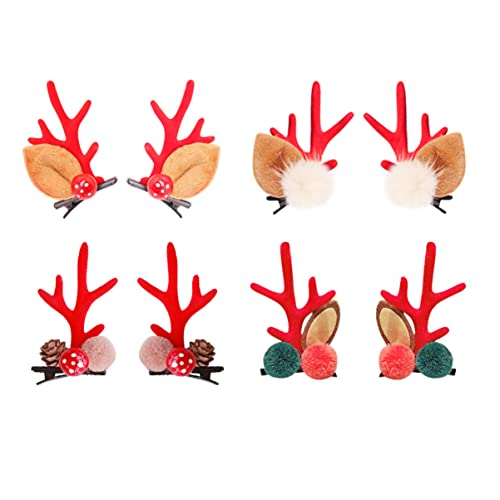 Beavorty 4 Paare Haarschmuck Haarspangen Für Mädchen Kleinkinderkleidung Rentier-haarspangen Für Kinder Haarnadel Zu Weihnachten Weihnachtshaarspangen Für Haarklammern Damen Geweih Niedlich von Beavorty