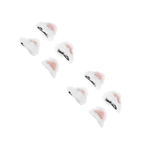 Beavorty 4 Paare Katzenohren Haarclips Weiß Niedliche Clip Haarschmuck für Mädchen und Erwachsene Weiche Oberfläche Modisch für Halloween Cosplay Weihnachten und Partys von Beavorty