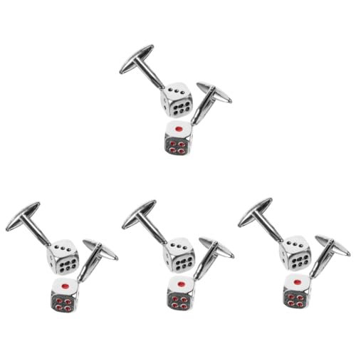 Beavorty 4 Paare Manschettenknöpfe Herren Silberne Würfelform Kreative Cufflinks Metall für Formelle Anlässe Hochzeiten Business Langlebig Sicher von Beavorty