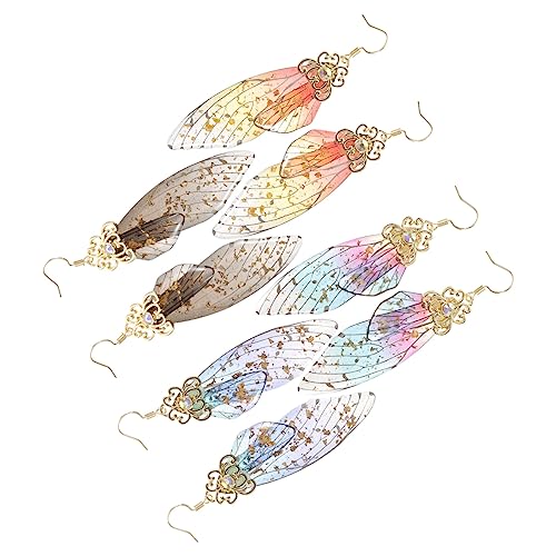 Beavorty 4 Paare Schmetterlingsflügel Hängende Ohrringe Drop Ohrringe Gradient Farben für Hochzeiten Partys Besondere Anlässe von Beavorty
