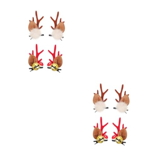 Beavorty 4 Paare Weihnachtliche Rentier Geweih Haarspangen Teiliges Süße Elchohren Haarklammern für Damen Kuschelige Kostüm Accessoires für Weihnachtsfeier und Party von Beavorty