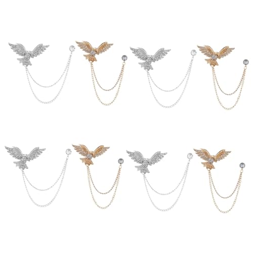 Beavorty 4 Sätze Adler Brosche Strass Brosche Anstecknadel Retro Anzug Vogel Brosche Quaste Brosche Clip Adler Kragennadel Kettenbrosche Tier Brosche Schmuck 2 Stücke * 4 von Beavorty