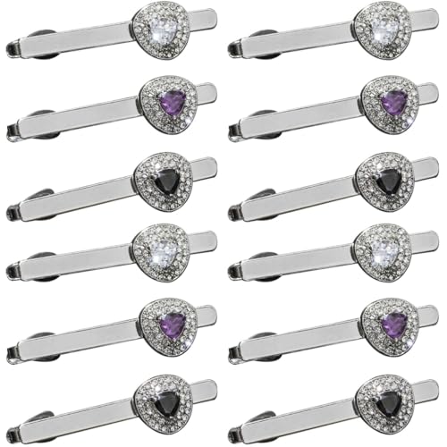 Beavorty 4 Sätze Krawattenclips Für Herren Silberne Krawattenklammern Mit Herz Gemstone Design Accessoire Für Anzüge Hochzeiten Und Business Anlässe 3 Stück * 4 von Beavorty
